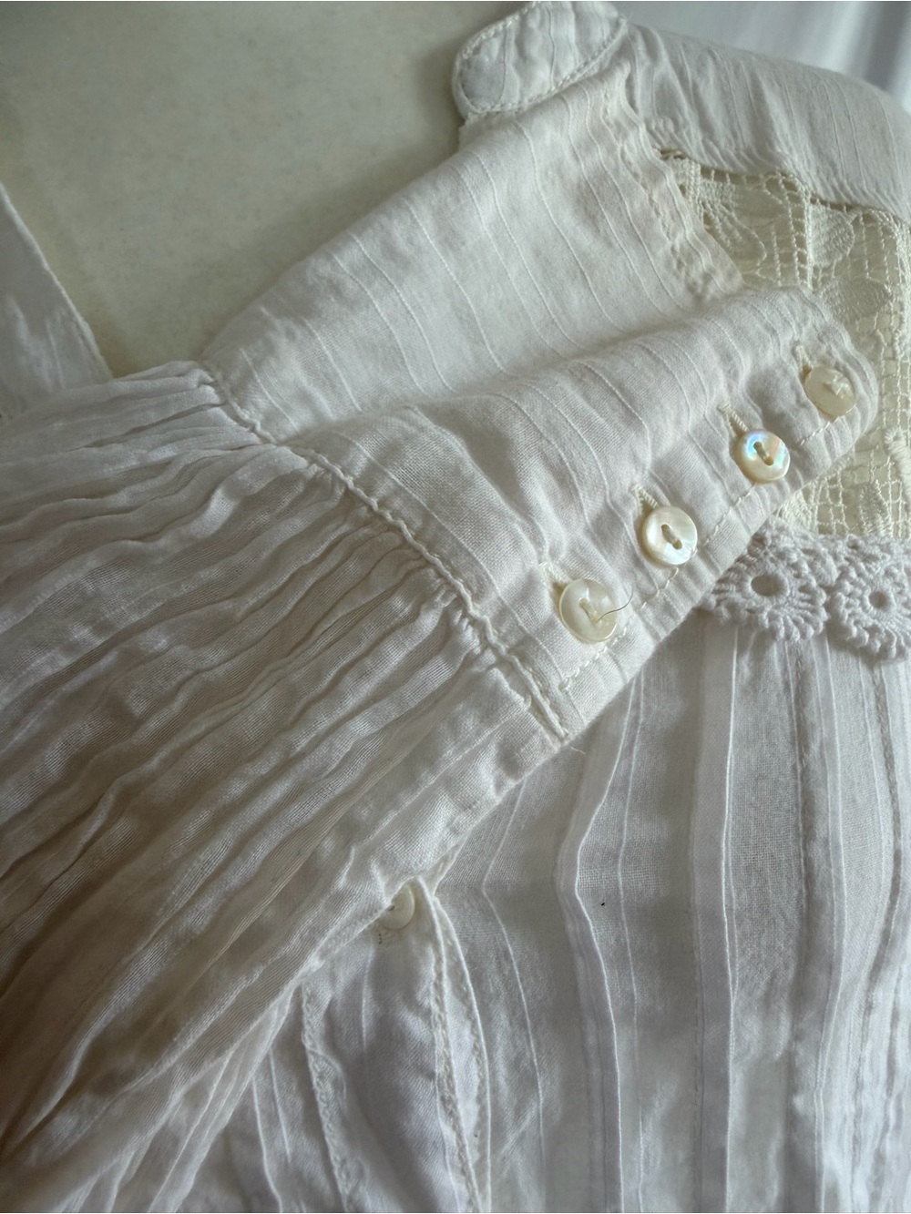 Featherbone by Anthropologie Ivory Lace Panel Button-Front Tunic Dress - Picture 6 of 9